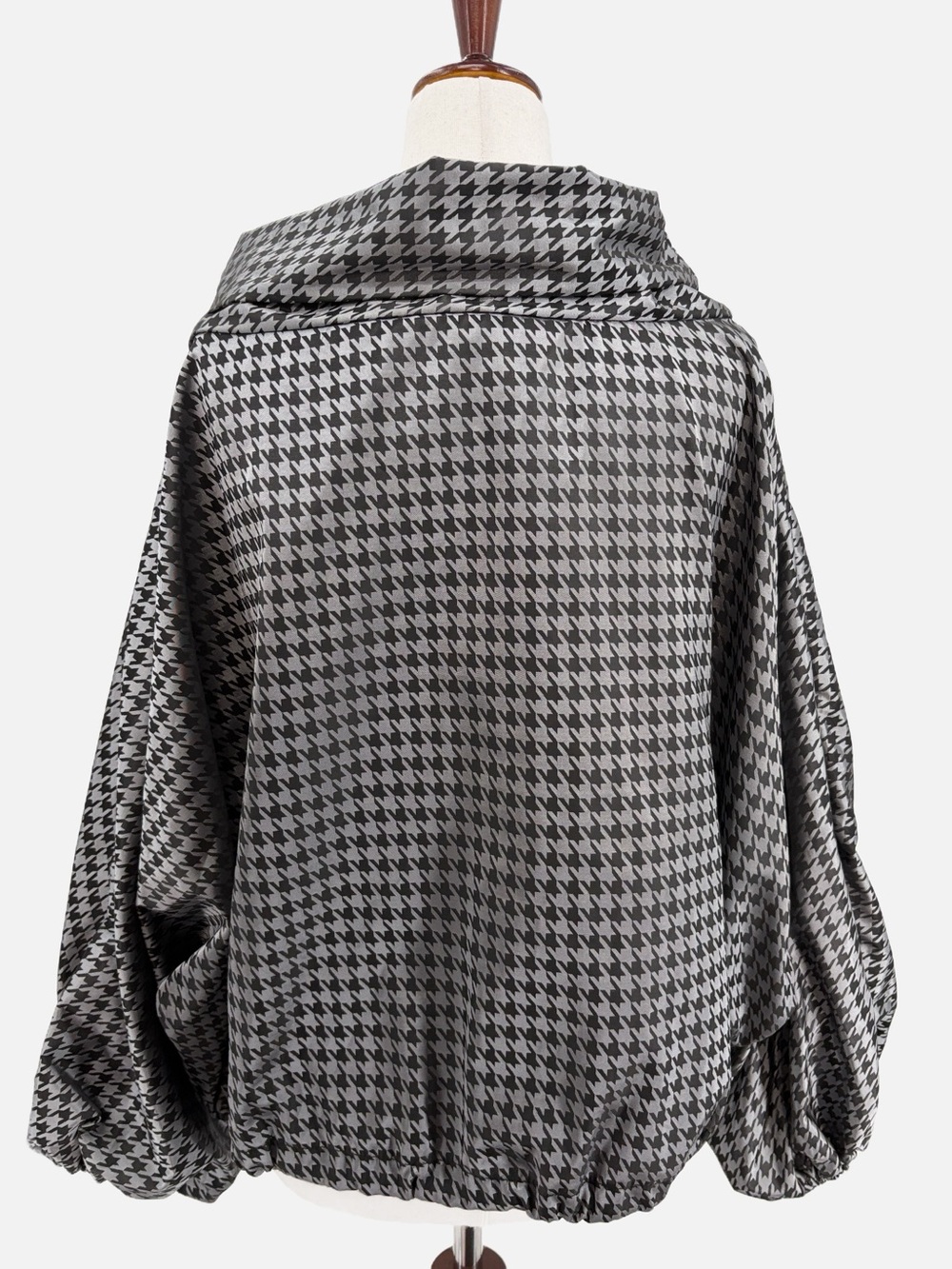 Bryn Walker Giovanna Houndstooth Jacquard Balloon Sleeve Top Size XL Lagenlook - Picture 4 of 8
